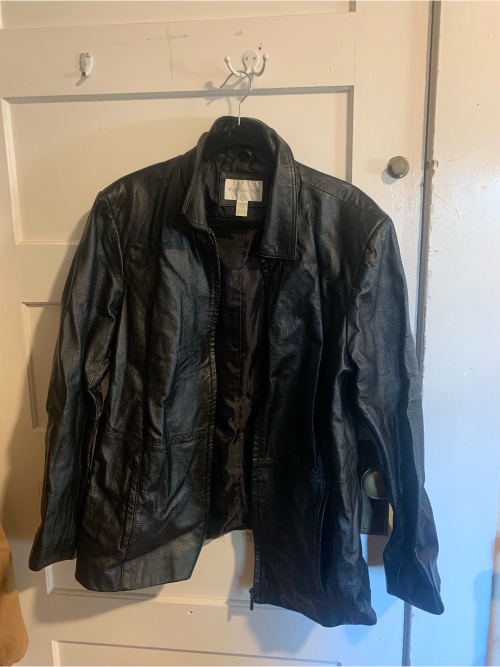 Worthington Black Leather Bomber Jacket